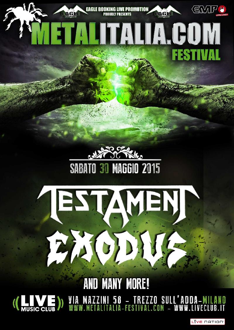 METALITALIA.COM FESTIVAL 2015: TESTAMENT e EXODUS headliner