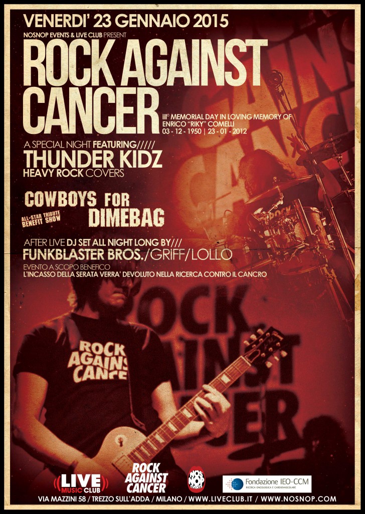 ROCK AGAINST CANCER: ospiti ed orari di questo Venerdì al Live Club