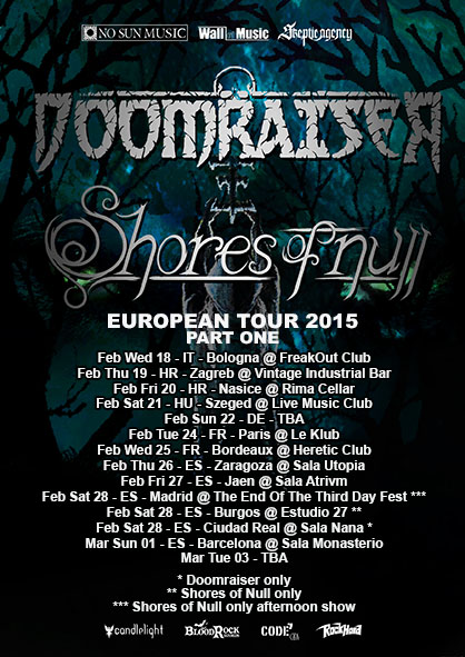 DOOMRAISER e SHORES OF NULL: le date del European Tour 2015