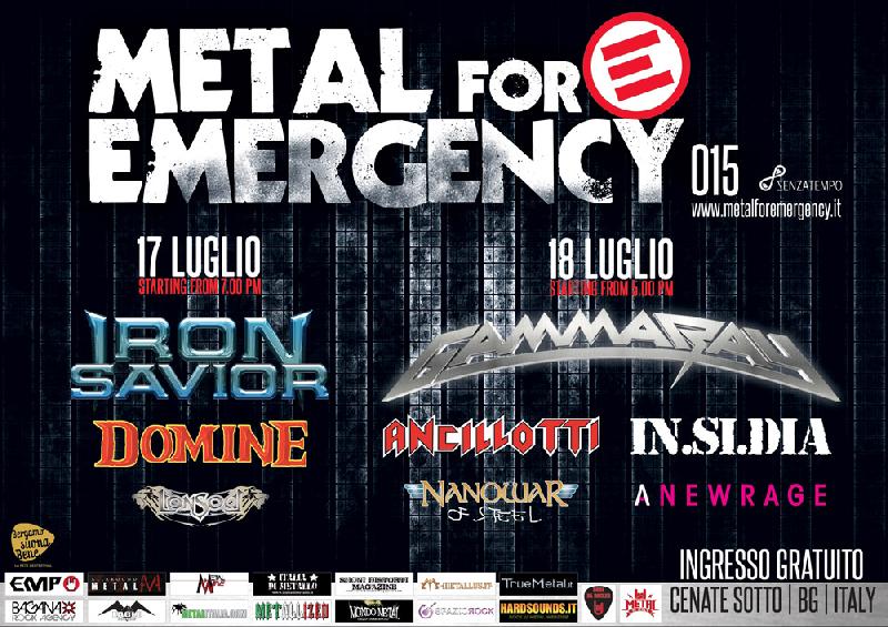 METAL FOR EMERGENCY 2015: il bill al completo