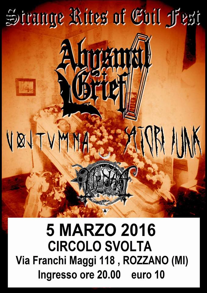 ABYSMAL GRIEF: info sul concerto di Rozzano (MI) del prossimo 5 marzo