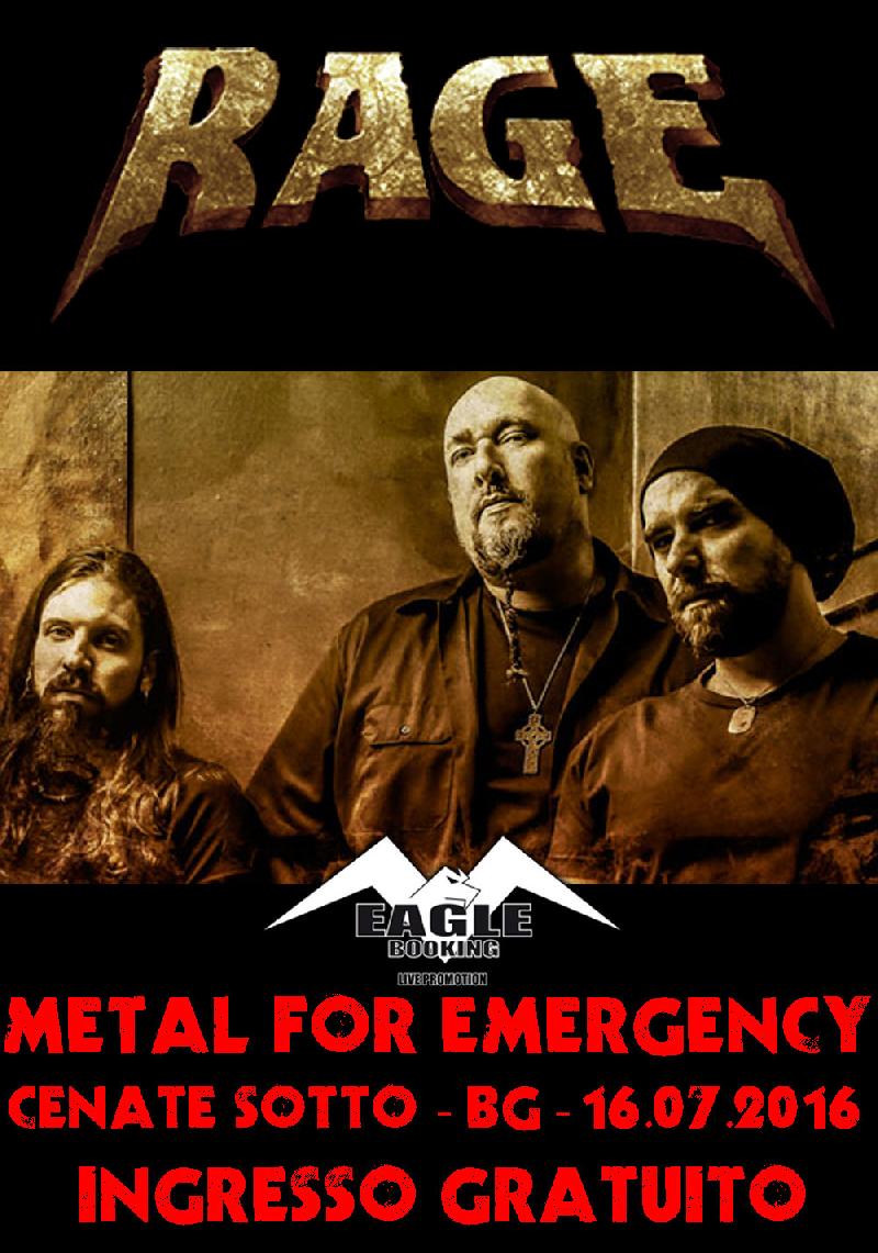 METAL FOR EMERGENCY: RAGE headliner della giornata di Sabato 16