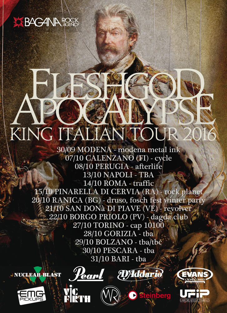 FLESHGOD APOCALYPSE: in autunno il "King Italian Tour 2016" con 14 date