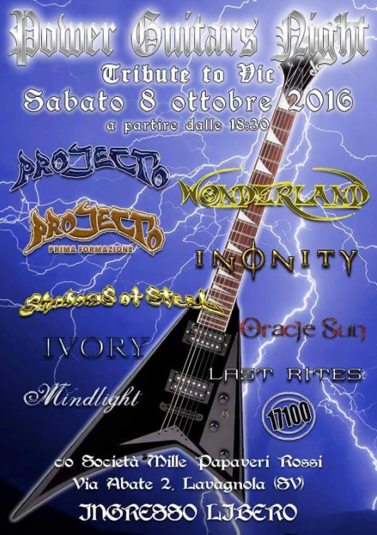 POWER GUITARS NIGHT: "Tribute to Vic" Sabato 8 ottobre a Lavagnola