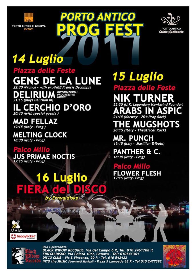 PORTO ANTICO PROGFEST 2017: musica rock progressive a Genova