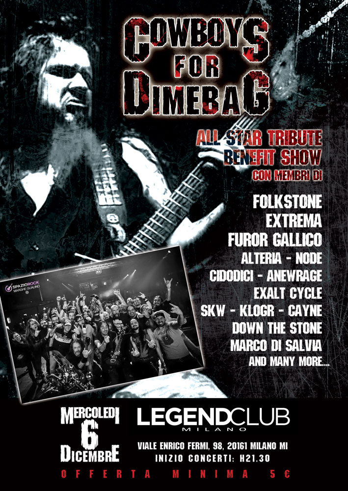 COWBOYS FOR DIMEBAG: il 6 Dicembre al Legend Club di Milano la quinta edizione