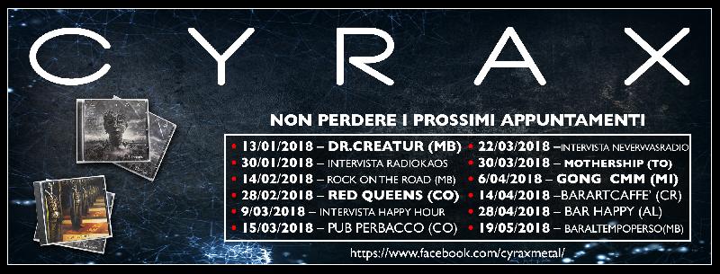 CYRAX: tutte le date del 2018