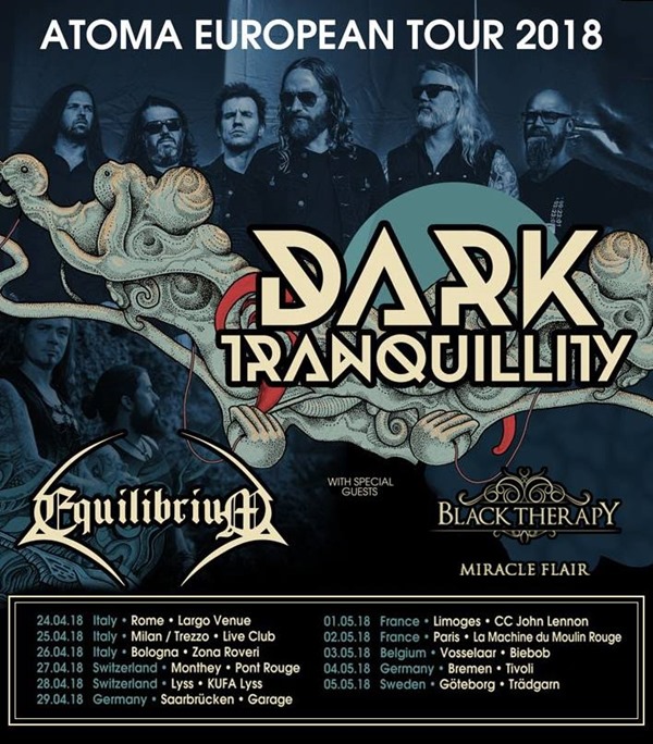 BLACK THERAPY: di supporto ai Dark Tranquillity nell'''Atoma European tour 2018''