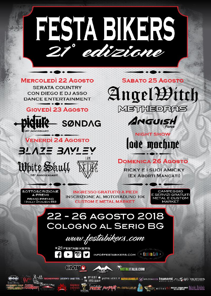FESTA BIKERS: ANGEL WITCH, BLAZE BAYLEY, PICTURE e altri per la 21^ edizione a Cologno al Serio