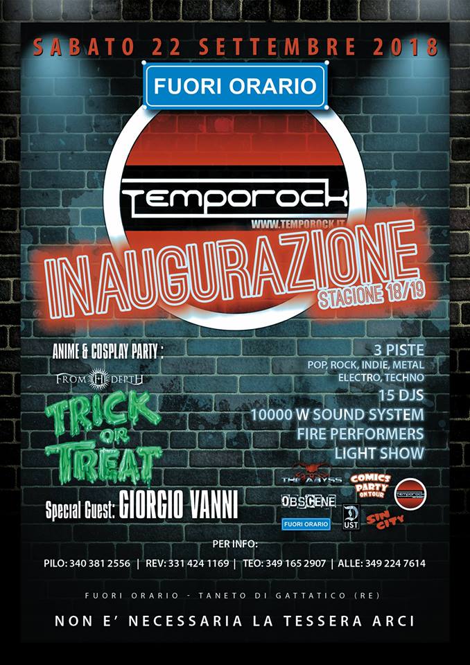 TRICK OR TREAT e FROM THE DEPTH: per la serata TEMPOROCK