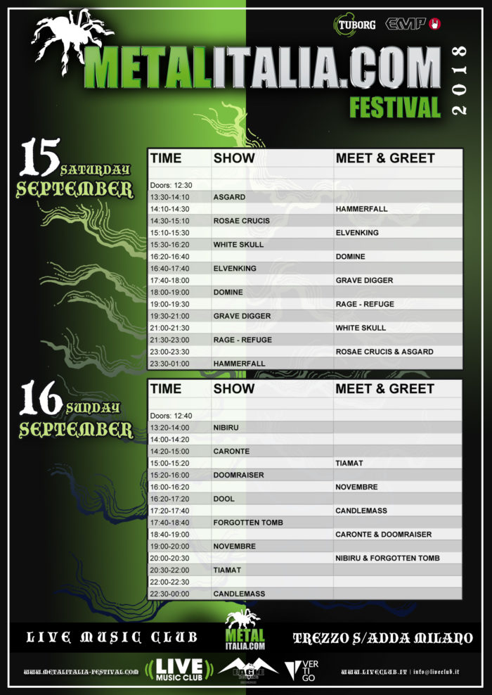 METALITALIA.COM FESTIVAL 2018: orari e dettagli dei meet & greet
