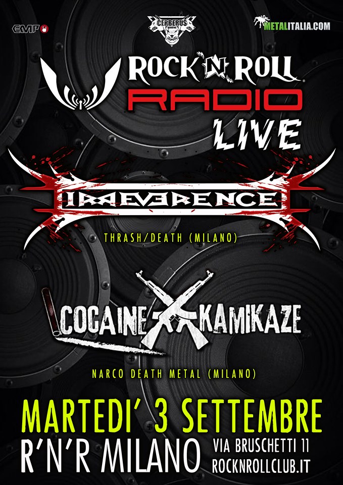 IRREVERENCE, COCAINE KAMIKAZE: un concerto in diretta radio a Settembre