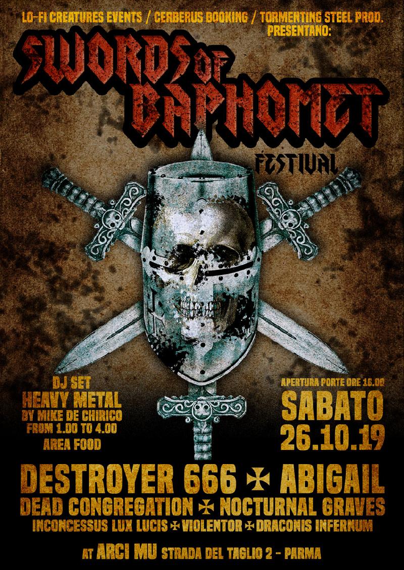 SWORDS OF BAPHOMET: DESTROYER 666, ABIGAIL, DEAD CONGREGATION e altri al MU di Parma ad ottobre