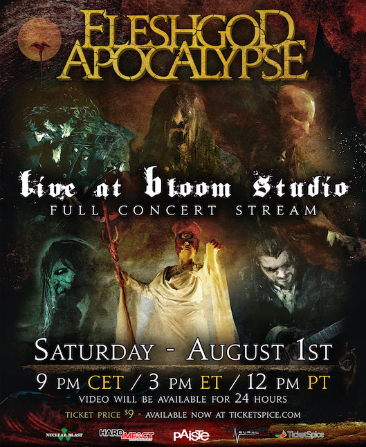 FLESHGOD APOCALYPSE: trasmetteranno il concerto in diretta streaming dal Bloom Studio il 1° Agosto