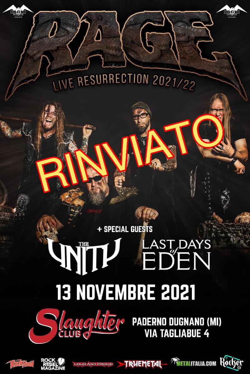 RAGE: rinviato il concerto di Milano