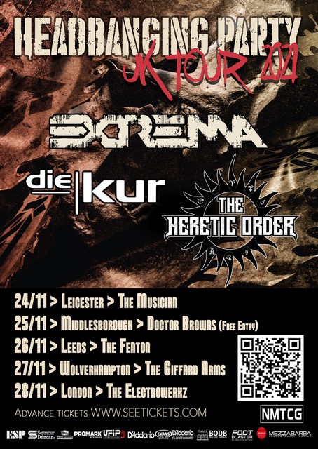 EXTREMA: annunciato il ''Headbanging Party UK Tour 2021'' con Die Kur e The Heretic Order