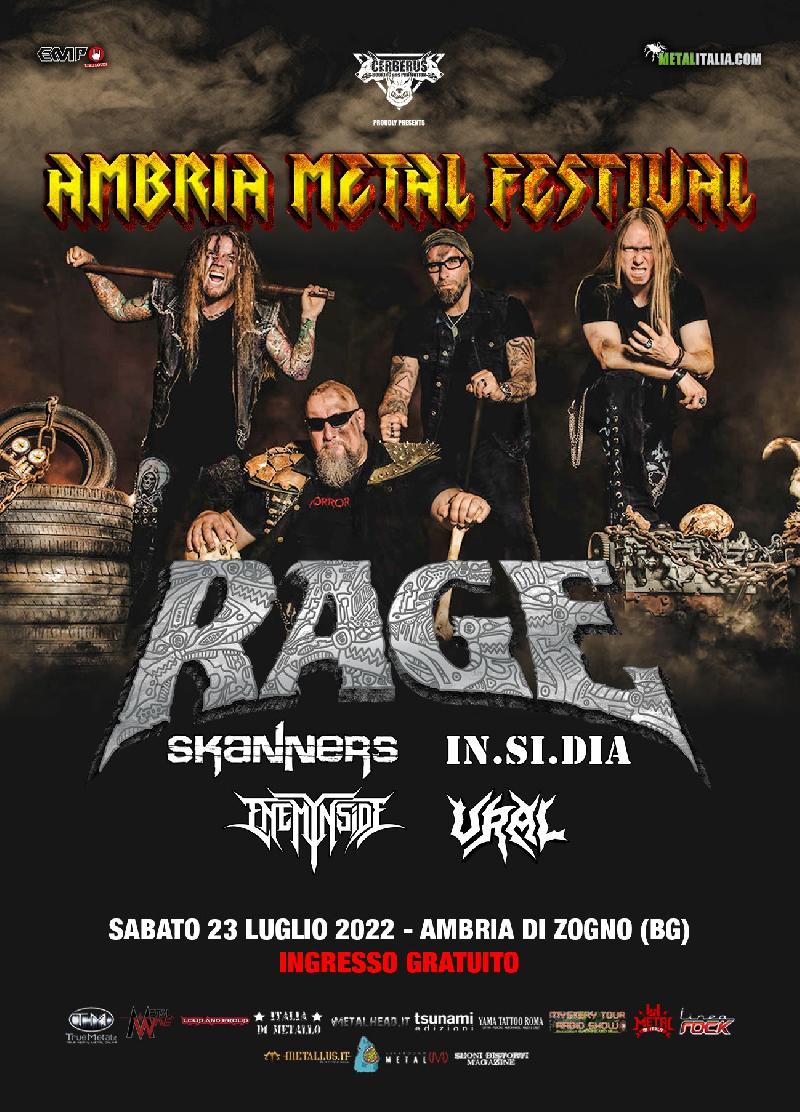 AMBRIA METAL FESTIVAL: orari e dettagli dell’evento a ingresso gratuito con RAGE, SKANNERS, IN.SI.DIA e altri