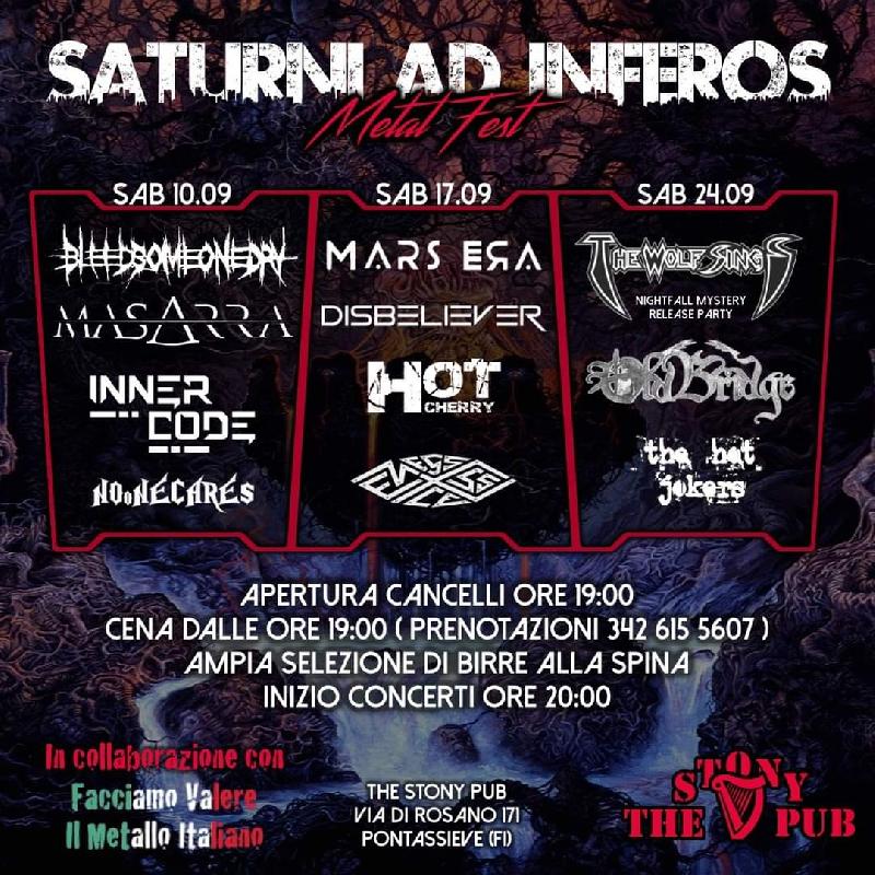 SATURNI AD INFEROS: tre serate di all'insegna del Metal italiano