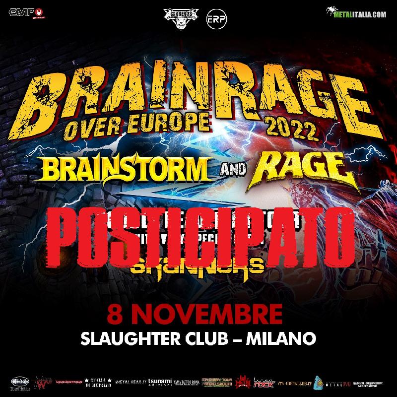 RAGE, BRAINSTORM, SKANNERS: posticipato il concerto di domani allo Slaughter di Paderno Dugnano (MI)