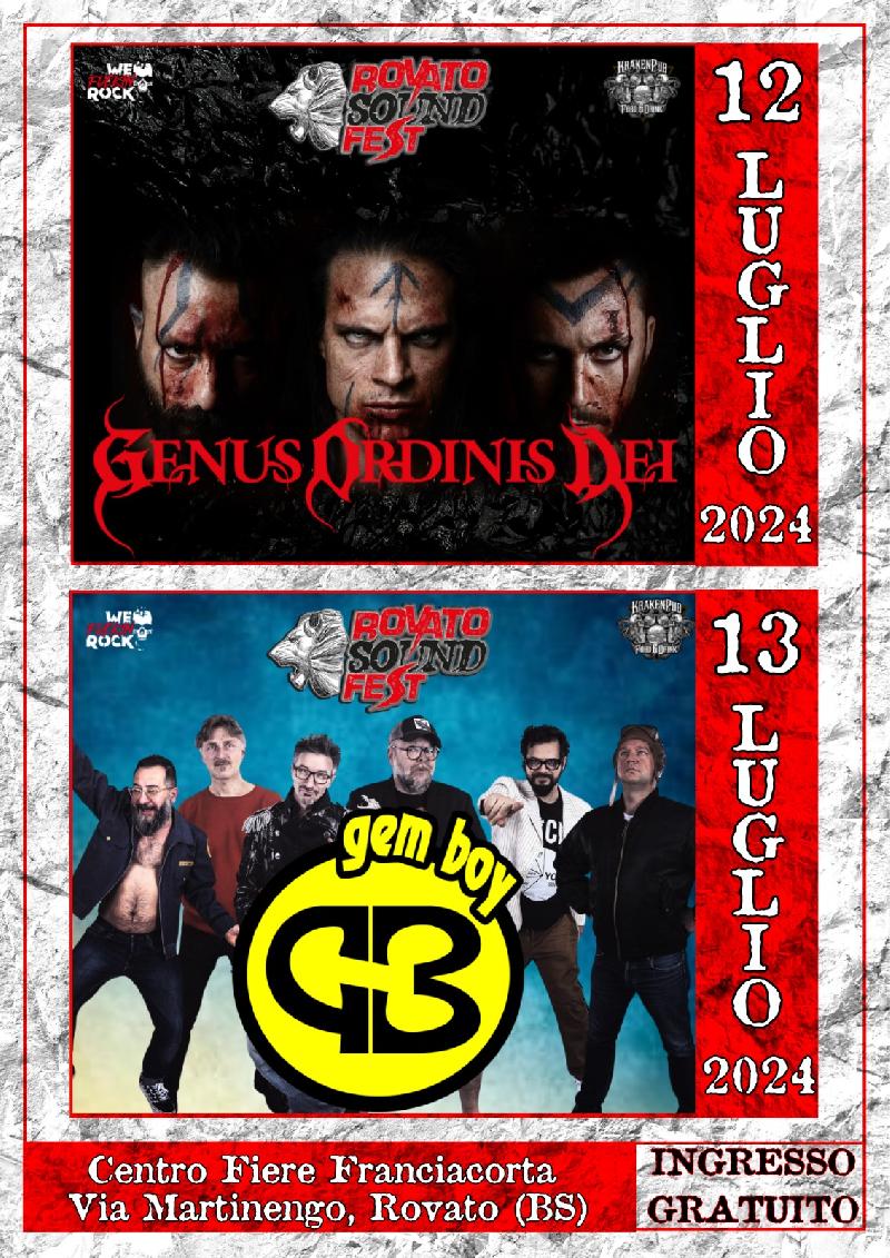 ROVATO SOUND FEST: headliners delle due serate GENUS ORDINIS DEI e GEM BOY