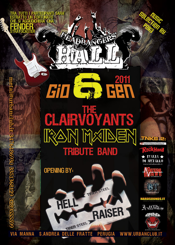 HEADBANGERS HALL: Epifania con THE CLAIRVOYANTS ed HELLRAISER a Perugia