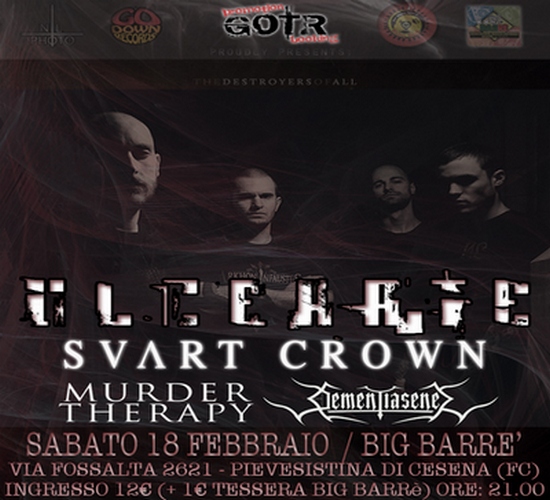 MURDER THERAPY: support act degli ULCERATE a Cesena
