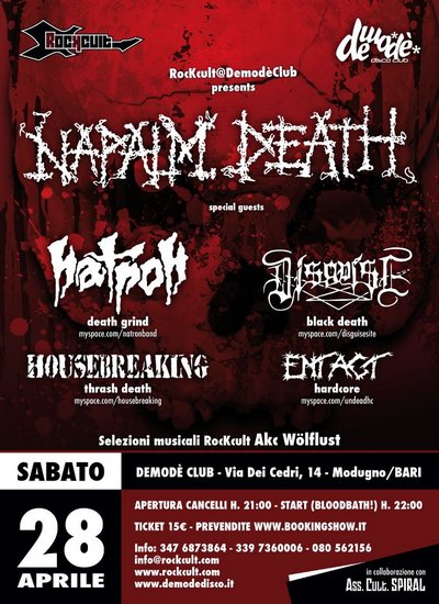 ENTACT: support act dei NAPALM DEATH a Bari