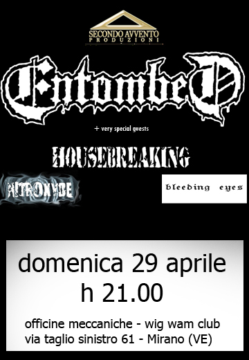NITROXYDE: support act per gli ENTOMBED a Treviso