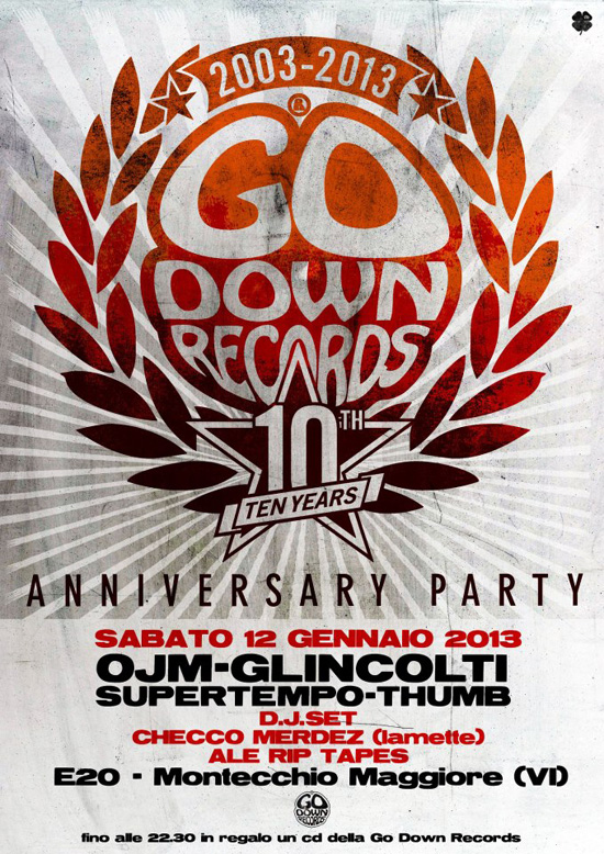 GO DOWN RECORDS ANNIVERSARY: serata per il decennale