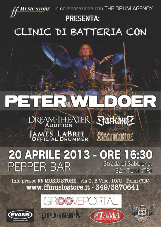 PETER WILDOER: clinic di batteria a Terni