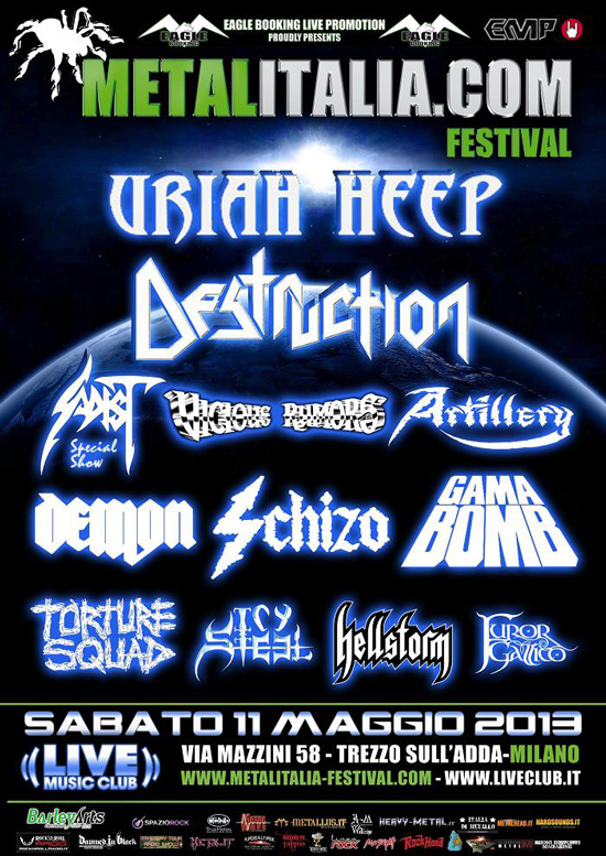 METALITALIA.com FESTIVAL 2013: DESTRUCTION co-headliner e ultime conferme