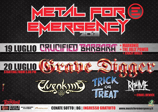 METAL FOR EMERGENCY 2013: il running order ufficiale