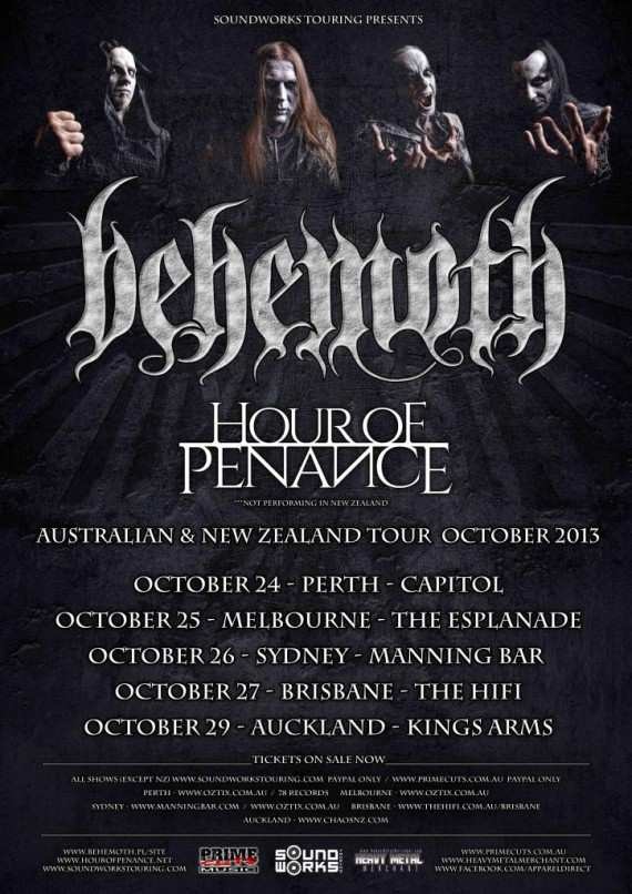 HOUR OF PENANCE: tour australiano con i BEHEMOTH
