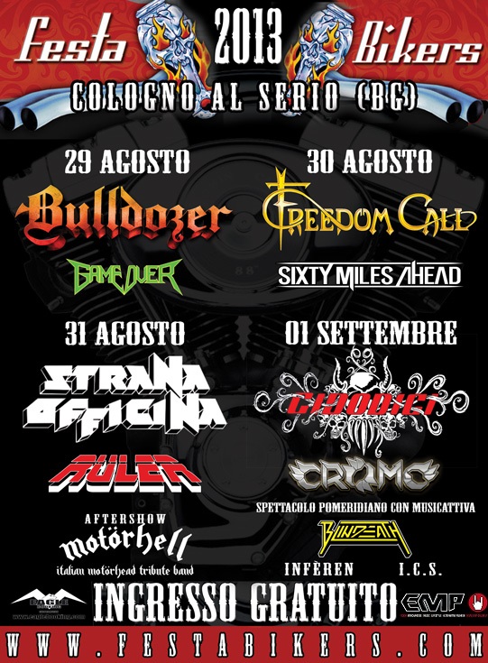 FESTA BIKERS 2013: i dettagli del meeting e gli orari delle esibizioni