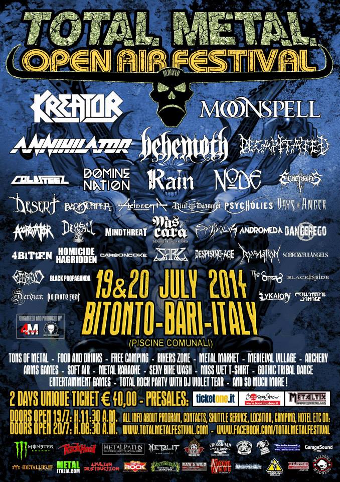 TOTAL METAL FESTIVAL 2014: NAPALM DEATH sostituiti dai DECAPITATED
