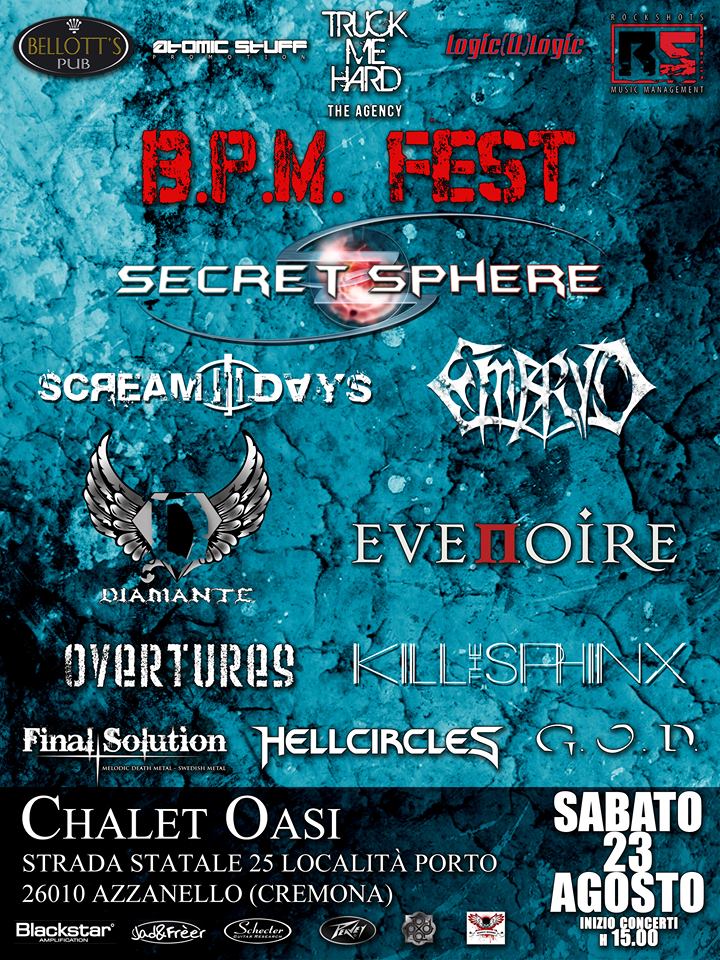 B.P.M. FEST: nuovo festival a Cremona con Secret Sphere