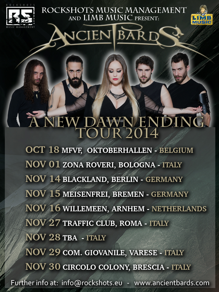 ANCIENT BARDS: annunciate le prime date del "A New Dawn Ending Tour 2014"