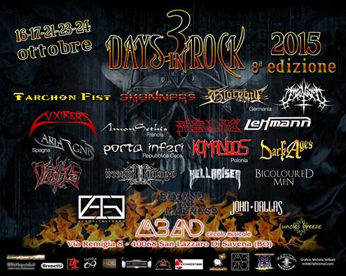3 DAYS IN ROCK 2015: i dettagli dell'ottava edizione