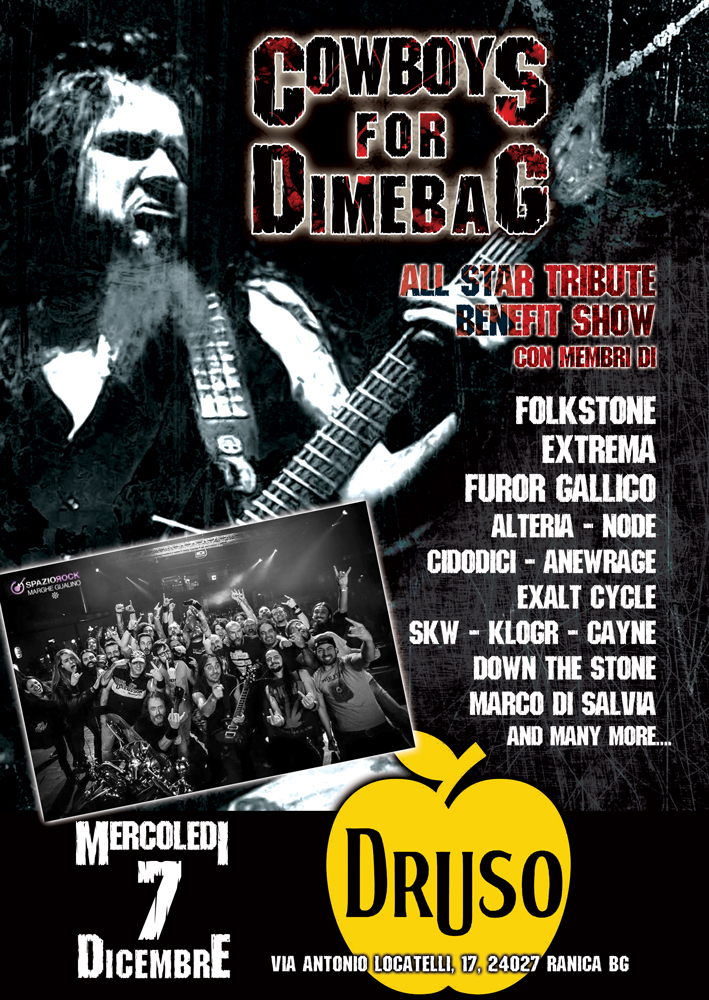 COWBOYS FOR DIMEBAG: il 7 Dicembre al Druso di Bergamo la quarta edizione