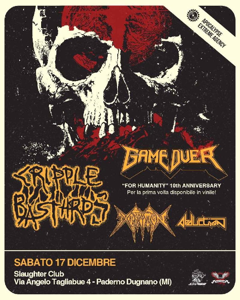 CRIPPLE BASTARDS: i dettagli del concerto di Milano con GAME OVER, EXTIRPATION e ABDUCTION