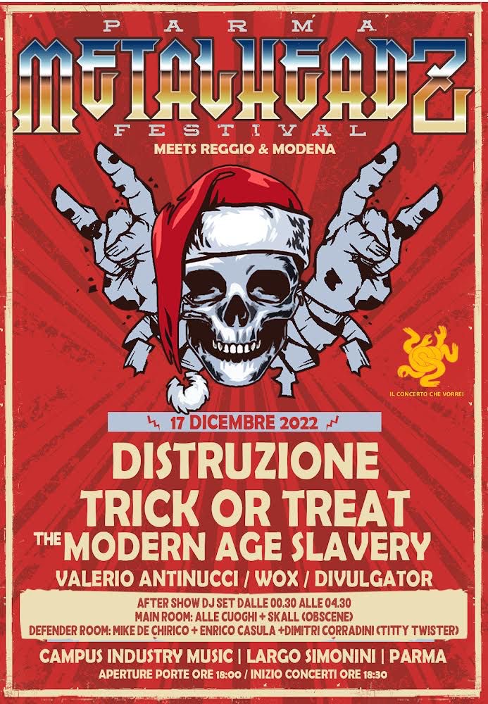 PARMA METALHEADZ IV: con Distruzione, Trick or Treat, The Modern Age Slavery al Campus Industry di Parma