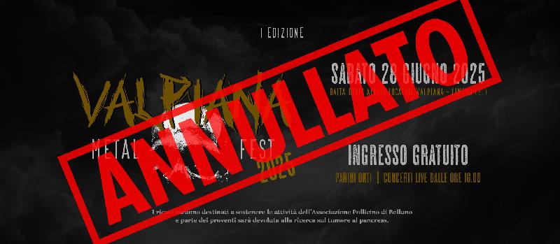VALPIANA METAL FEST: annullata la manifestazione
