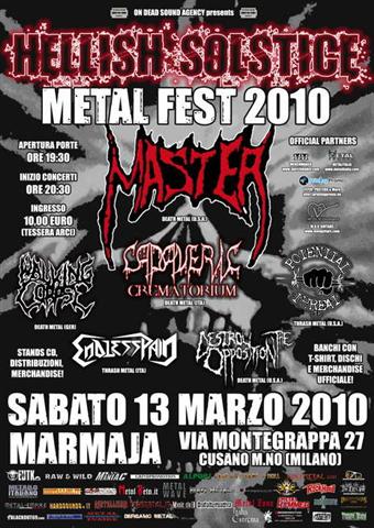 HELLISH SOLSTICE METAL FEST 2010: MASTER headliner