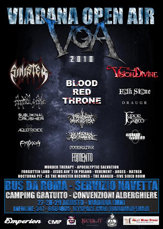 VIADANA OPEN AIR 2010: Sinister sostituiti dai Sadist