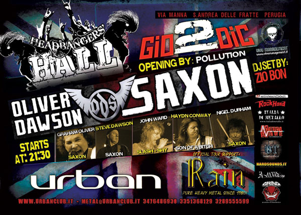 HEADBANGERS HALL: il 2 dicembre c'è OLIVER DAWSON SAXON