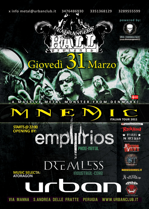 HEADBANGERS HALL: giovedì 31 marzo Mnemic a Perugia!