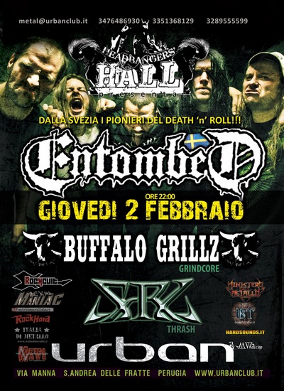 HEADBANGERS HALL: svelati i support act degli ENTOMBED a Perugia