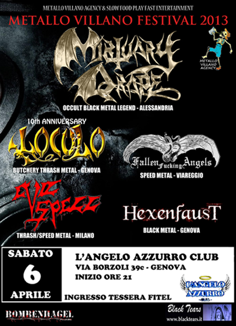 METALLO VILLANO FESTIVAL 2013: il festival genovese con MORTUARY DRAPE